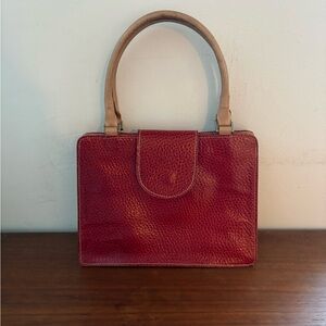 CLAUDIA / FIRENZA - Little Red Italian Leather Structured Handbag